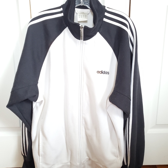 adidas track jacket white and black